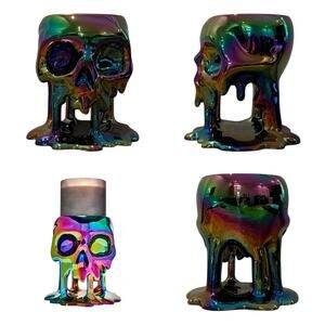 Bath and Body Works Dripping Skull Pedestal 3-Wick Candle Holder Halloween 2025
